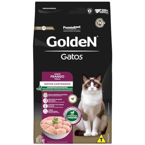 Ração Golden Formula Gatos Adultos Castrados Sabor Frango 10,1kg