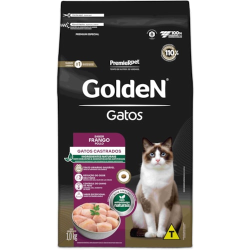 Ração Golden Formula Gatos Adultos Castrados Sabor Frango 1kg