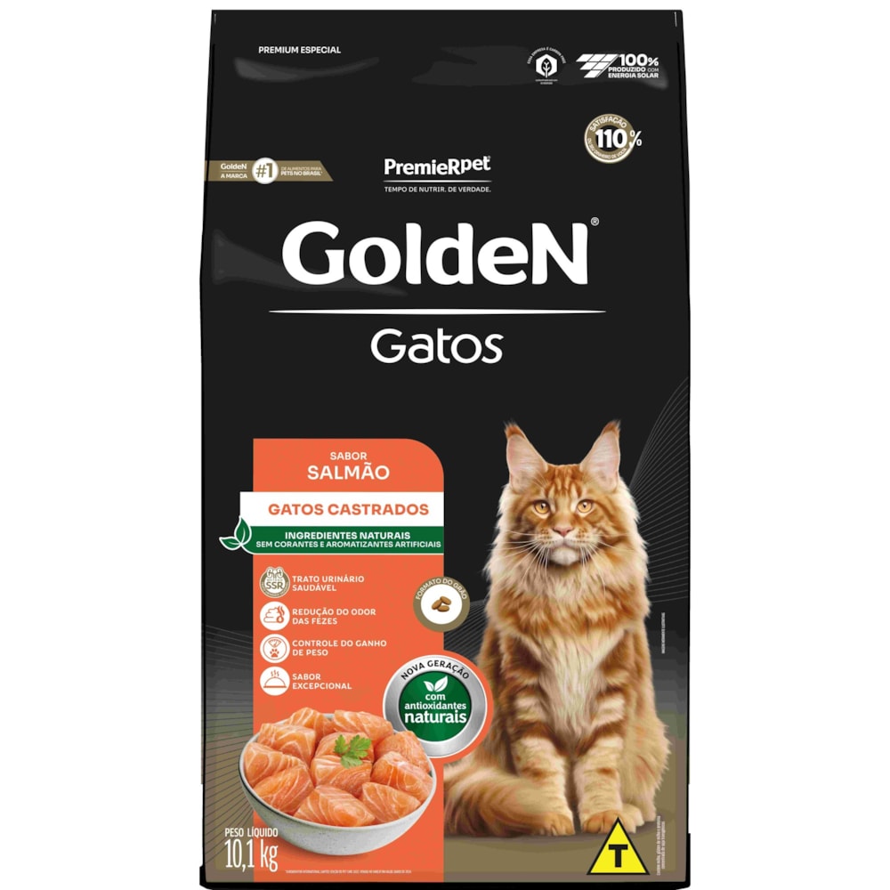 Ração Golden Formula Gatos Adultos Castrados Sabor Salmão 10,1kg