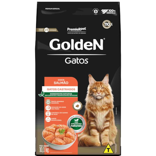 Ração Golden Formula Gatos Adultos Castrados Sabor Salmão 10,1kg