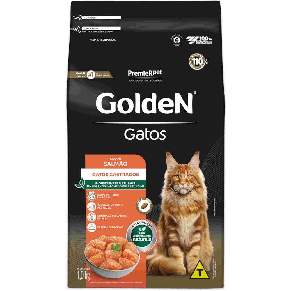 Ração Golden Formula Gatos Adultos Castrados Sabor Salmão 1kg