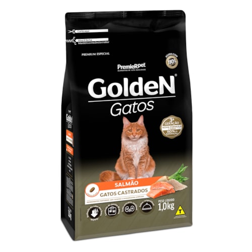 Ração Golden Formula Gatos Adultos Castrados Sabor Salmão 1kg - imagem adicional