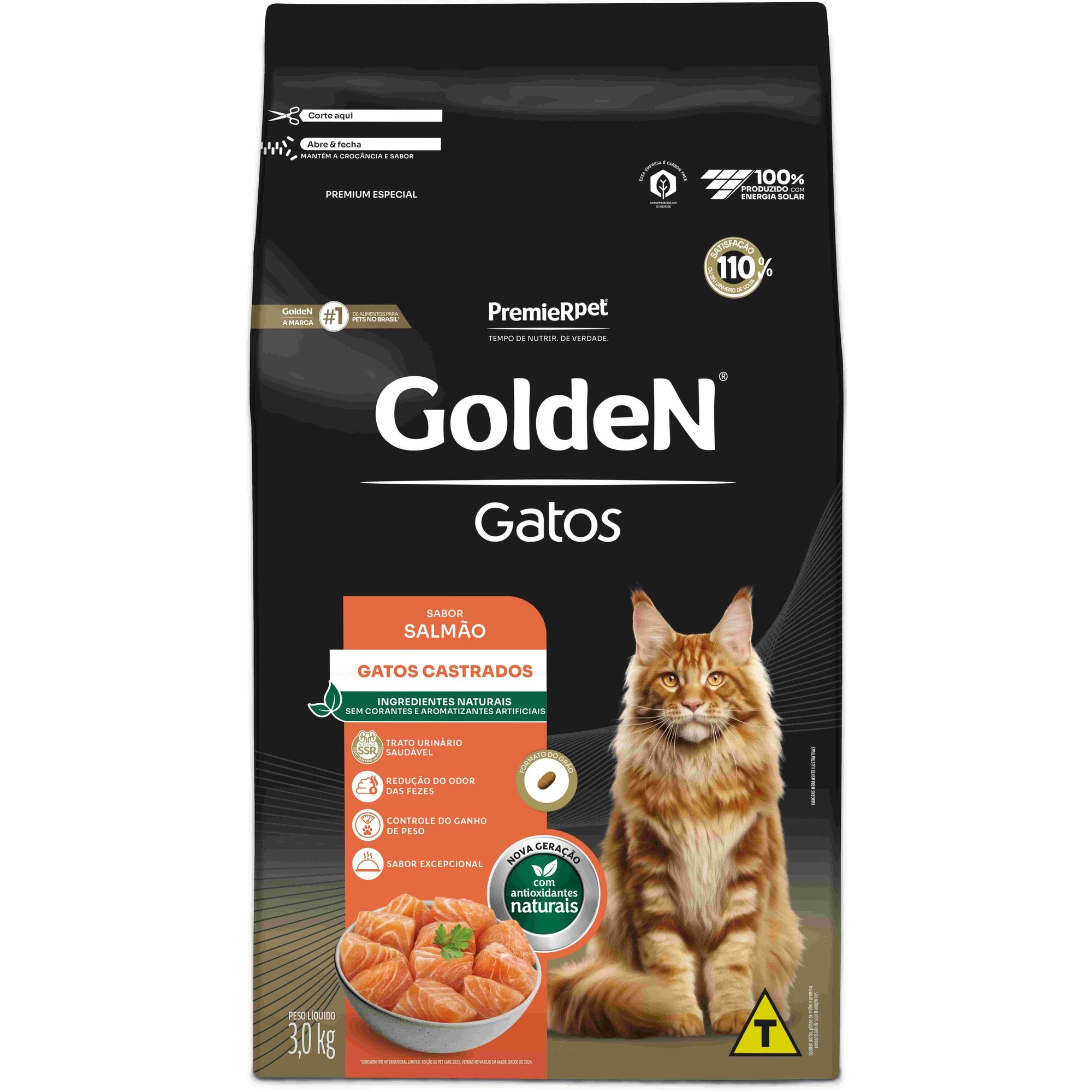 その他 Golden Checkmate (85) Ração Golden Formula Gatos Adultos Castrados Sabor Salmão 3kg