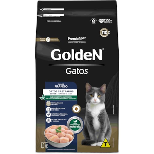 Ração Golden Formula Gatos Adultos Castrados Sabor Senior Frango 1kg