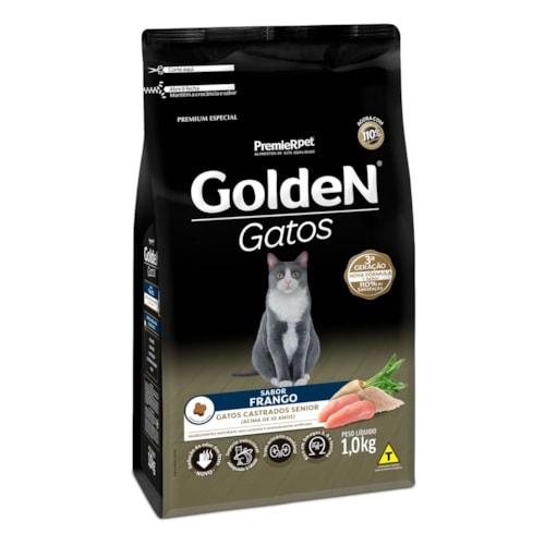 Ração Golden Formula Gatos Adultos Castrados Sabor Senior Frango 1kg - imagem adicional