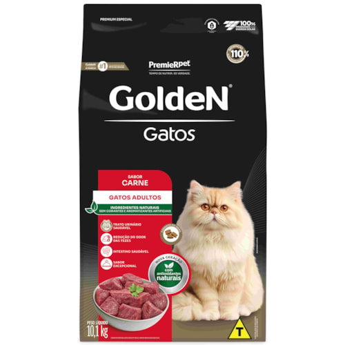 Ração Golden Formula Gatos Adultos Sabor Carne 10,1kg