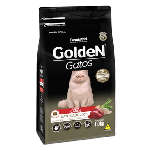 Ração Golden Formula Gatos Adultos Sabor Carne 1kg - imagem adicional