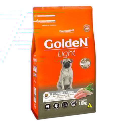 Ração Golden Fórmula Light Mini Bits Cães Adultos Raças Pequenas Frango e Arroz 1,0 kg