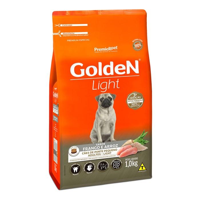 Ração Golden Fórmula Light Mini Bits Cães Adultos Raças Pequenas Frango e Arroz 1,0 kg