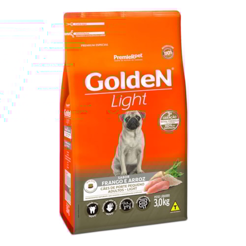 Ração Golden Fórmula Light Mini Bits Cães Adultos Raças Pequenas Frango e Arroz 3,0 kg