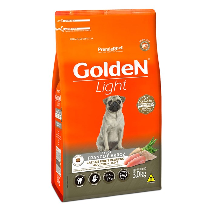 Ração Golden Fórmula Light Mini Bits Cães Adultos Raças Pequenas Frango e Arroz 3,0 kg