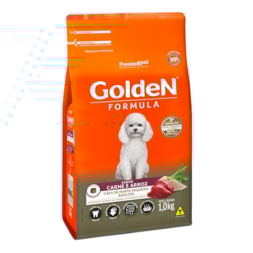 Ração Golden Fórmula Mini Bits Cães Adultos Raças Pequenas Carne e Arroz 1,0 kg