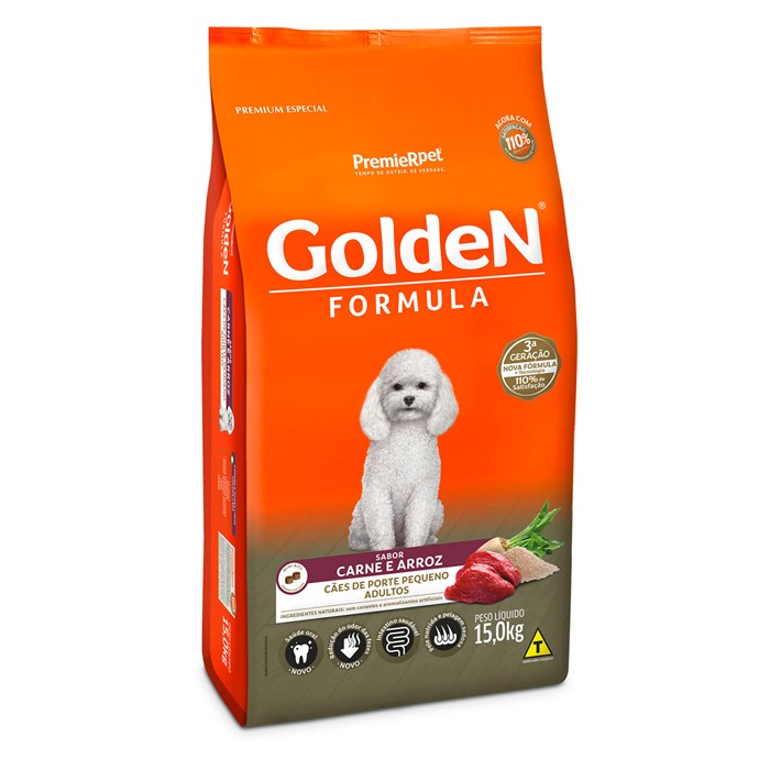 Ração Golden Fórmula Mini Bits Cães Adultos Raças Pequenas Carne e Arroz 15,0 kg