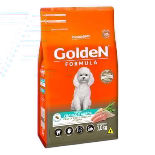 Ração Golden Fórmula Mini Bits Cães Adultos Raças Pequenas Frango e Arroz 3,0 kg