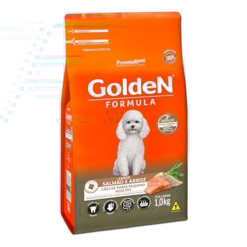 Ração Golden Fórmula Mini Bits Cães Adultos Raças Pequenas Salmão e Arroz 1,0 kg