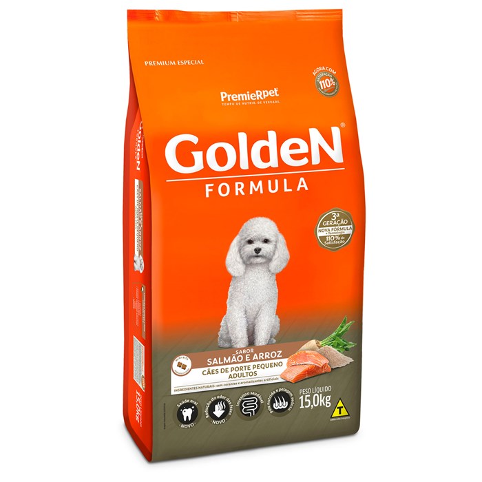 Ração Golden Fórmula Mini Bits Cães Adultos Raças Pequenas Salmão e Arroz 15,0 kg