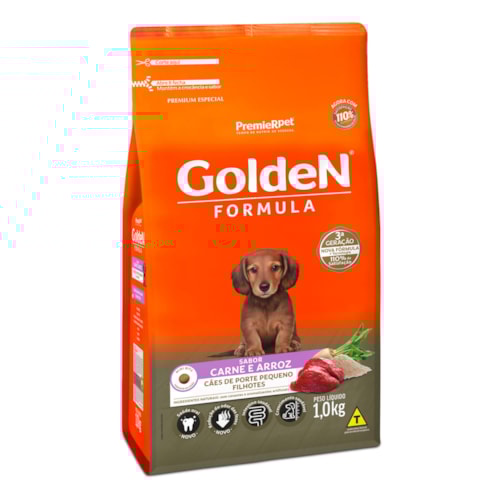 Ração Golden Fórmula Mini Bits Cães Filhotes Raças Pequenas Carne e Arroz 1,0 kg