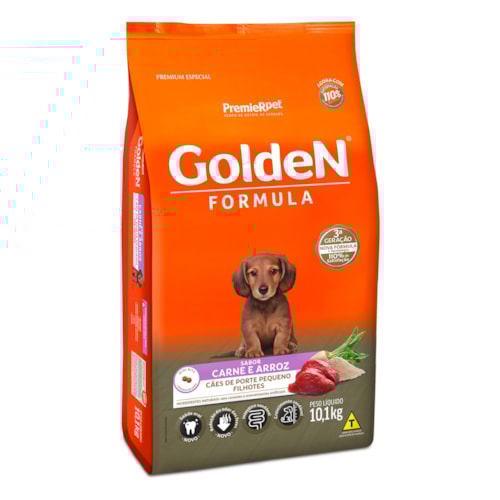 Ração Golden Fórmula Mini Bits Cães Filhotes Raças Pequenas Carne e Arroz 10,1 kg