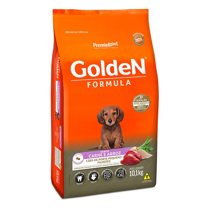Ração Golden Fórmula Mini Bits Cães Filhotes Raças Pequenas Carne e Arroz 10,1 kg