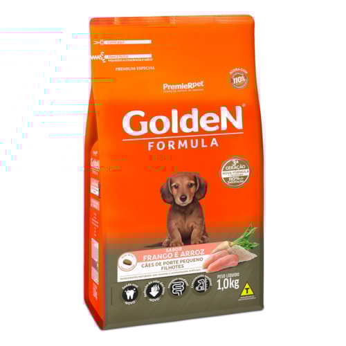 Ração Golden Fórmula Mini Bits Cães Filhotes Raças Pequenas Frango e Arroz 1,0 kg