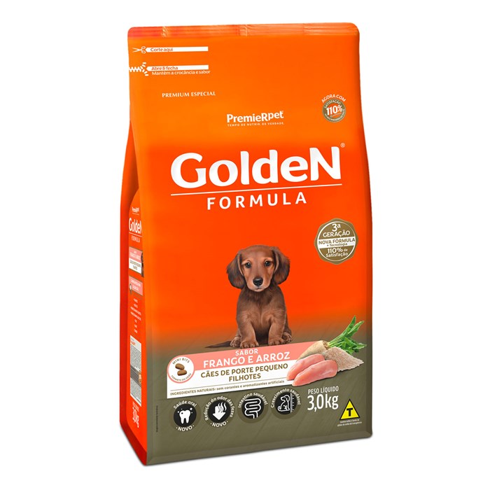 Ração Golden Fórmula Mini Bits Cães Filhotes Raças Pequenas Frango e Arroz 3,0 kg