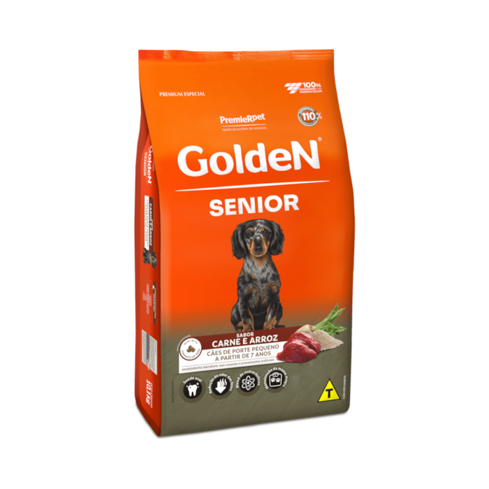 Ração Golden Fórmula Mini Bits Cães Sênior Raças Pequenas Carne e Arroz 10,1 kg