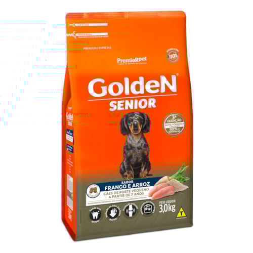 Ração Golden Fórmula Mini Bits Cães Sênior Raças Pequenas Frango e Arroz 3,0 kg