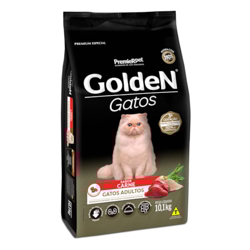 Ração Golden Gatos Adultos Carne 10,1 kg