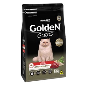 Ração Golden Gatos Adultos Carne 3,0 kg