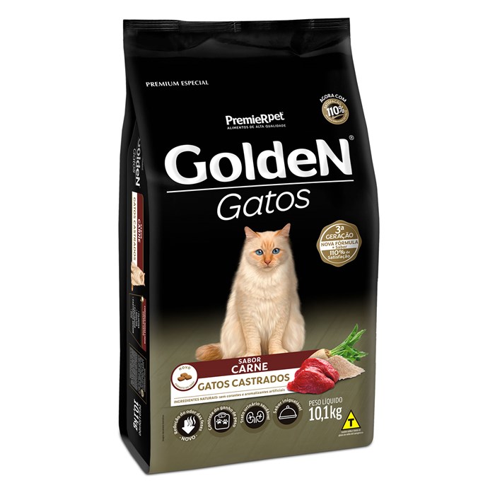 Ração Golden Gatos Adultos Castrados Carne 10,1 kg
