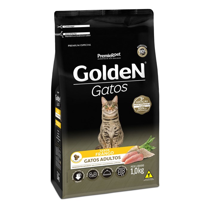 Ração Golden Gatos Adultos Frango 1,0 kg