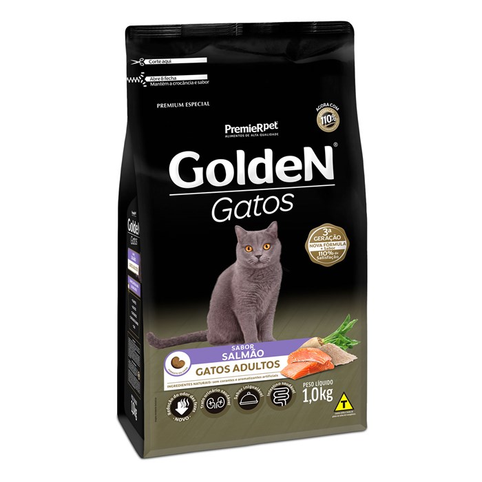 Ração Golden Gatos Adultos Salmão 1,0 kg