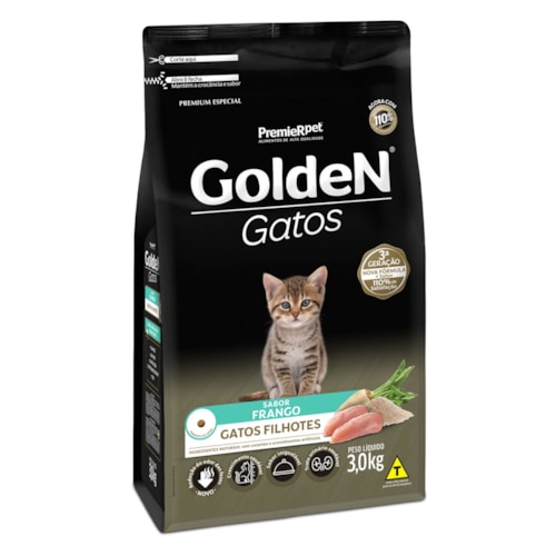 Ração Golden Gatos Filhotes Frango 3,0 kg