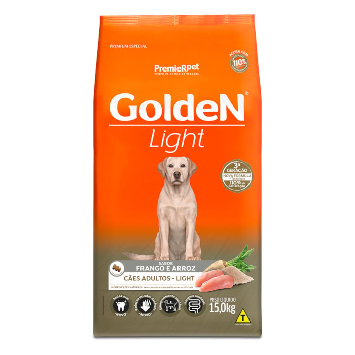 Ração Golden Cães Adultos Light Frango e Arroz 15kg