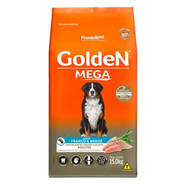 Ração Golden Mega para Cães Adultos Raças Grandes Sabor Frango e Arroz 15 kg