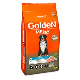 Ração Golden Mega para Cães Adultos Raças Grandes Sabor Frango e Arroz 15kg