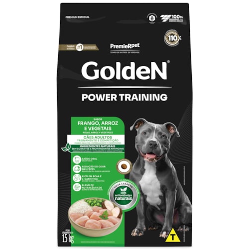 Ração Golden Power Cães Adultos Training Sabor Frango e Arroz 15kg - imagem adicional
