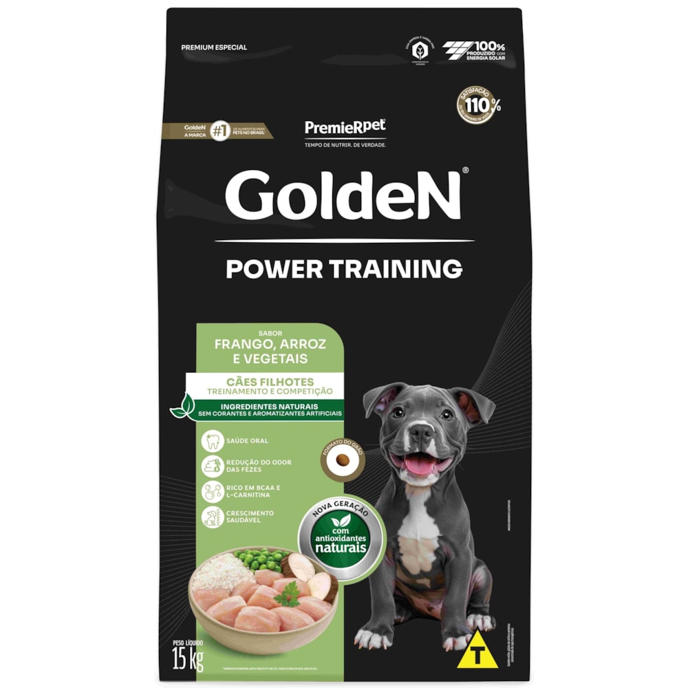 Ração Golden Power Cães Filhotes Training Sabor Frango e Arroz 15kg