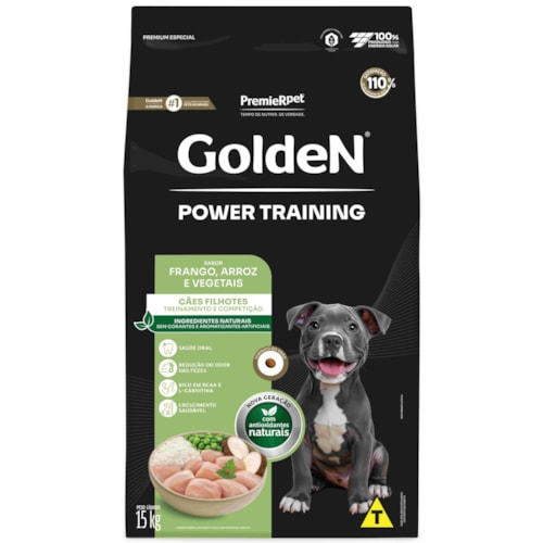 Ração Golden Power Cães Filhotes Training Sabor Frango e Arroz 15kg