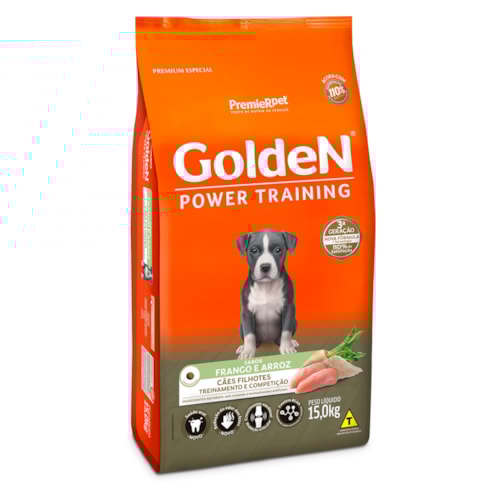 Ração Golden Power Training para Cães Filhotes Sabor Frango e Arroz 15kg