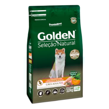 Ração Golden Seleção Natural Cães Adultos Abóbora e Alecrim 3,0 kg