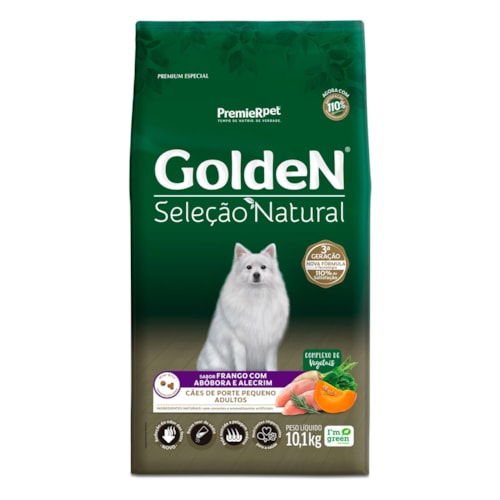 Ração Golden Seleção Natural Cães Adultos de Raças Pequenas Frango Abóbora e Alecrim 10,0 kg - imagem adicional