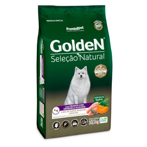 Ração Golden Seleção Natural Cães Adultos de Raças Pequenas Frango Abóbora e Alecrim 10,0 kg