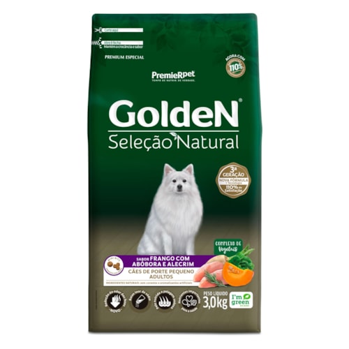 Ração Golden Seleção Natural Cães Adultos de Raças Pequenas Frango Abóbora e Alecrim 3,0 kg - imagem adicional