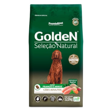 Ração Golden Seleção Natural Cães Adultos Frango e Arroz 12,0 kg - imagem adicional