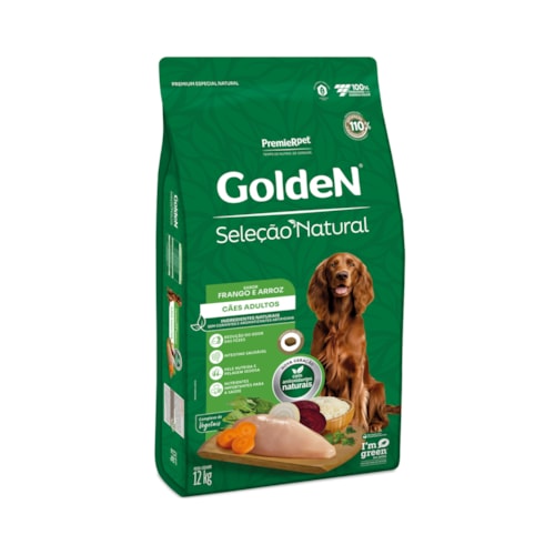Ração Golden Seleção Natural Cães Adultos Frango e Arroz 12,0 kg - imagem adicional
