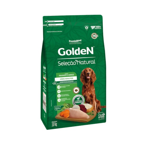 Ração Golden Seleção Natural Cães Adultos Frango e Arroz 3,0 kg - imagem adicional