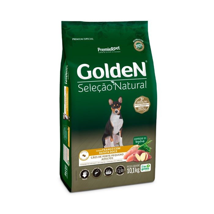 Ração Golden Seleção Natural Cães Adultos Porte Pequeno Frango com Batata Doce 10,1 kg