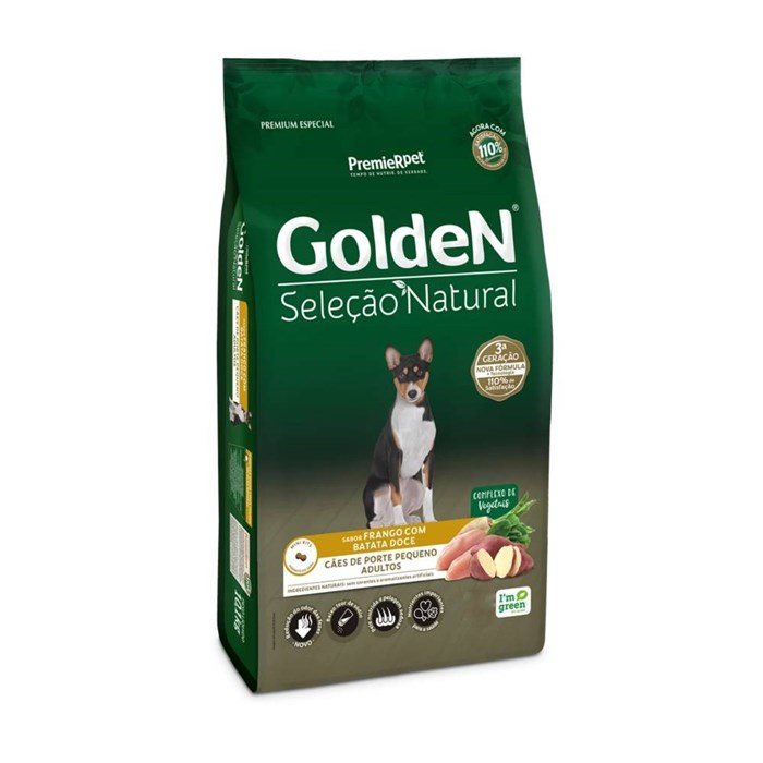 Ração Golden Seleção Natural Cães Adultos Porte Pequeno Frango com Batata Doce 3,0 kg