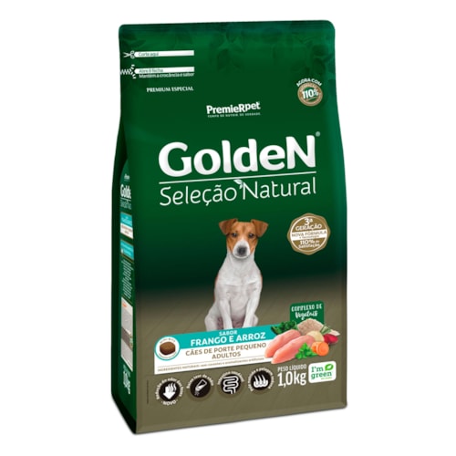 Ração Golden Seleção Natural Cães Adultos Porte Pequeno Mini Bits Sabor Frango e Arroz 1kg - imagem adicional